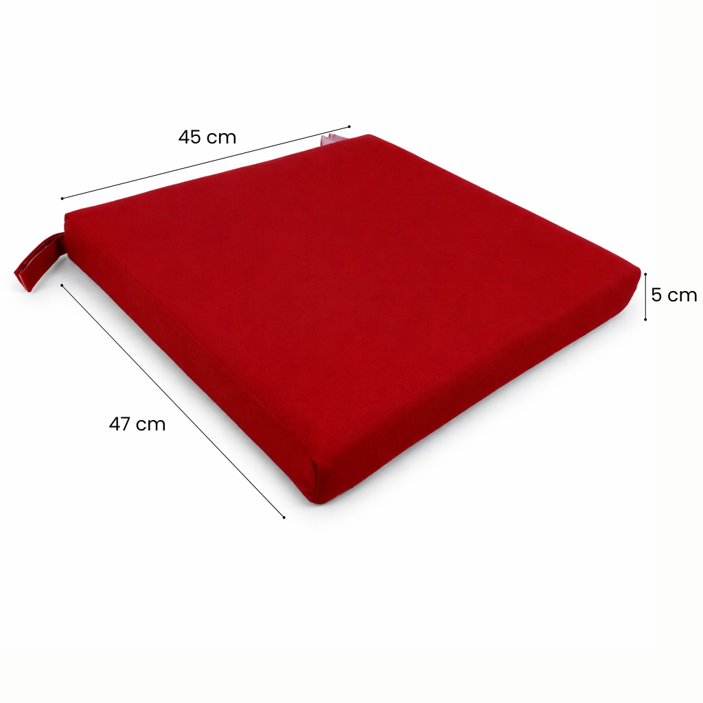 Cuscino seduta per sedia 45x47cm con velcro in poliestere – Bordeaux