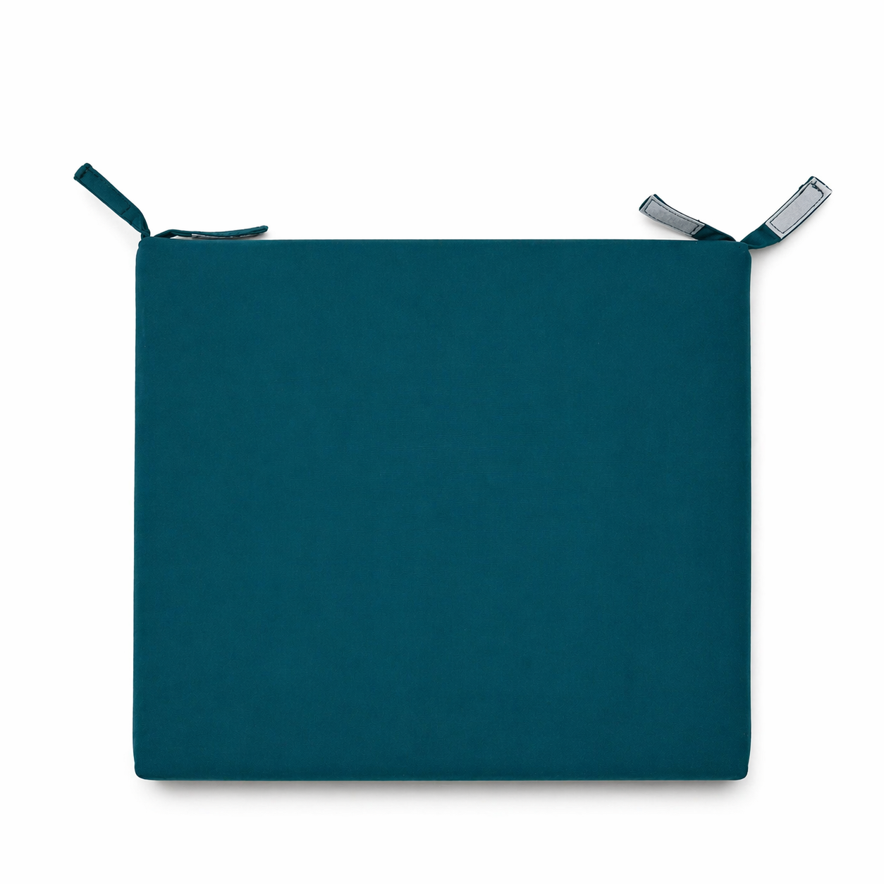 Cuscino seduta per sedia 45x47cm con velcro in poliestere – Verde Petrolio