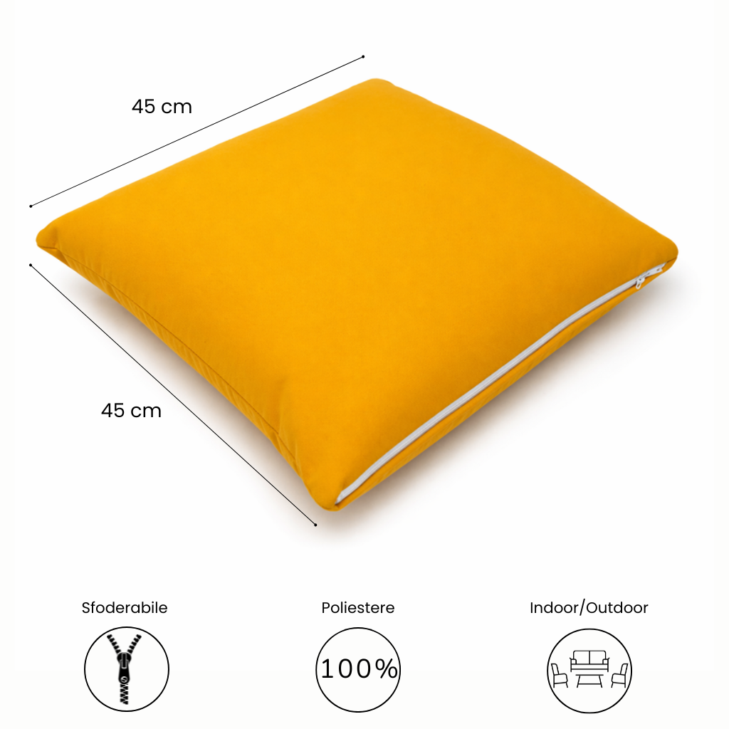 Cuscino decorativo 45x45 cm Sfoderabile in poliestere - Giallo Ocra