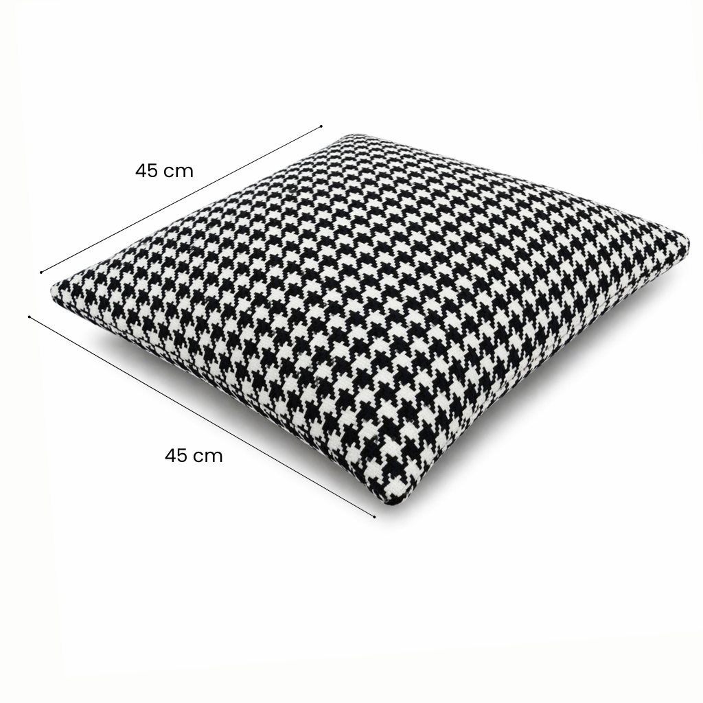 Cuscino decorativo 45x45 cm Sfoderabile in poliestere - Nero/Bianco