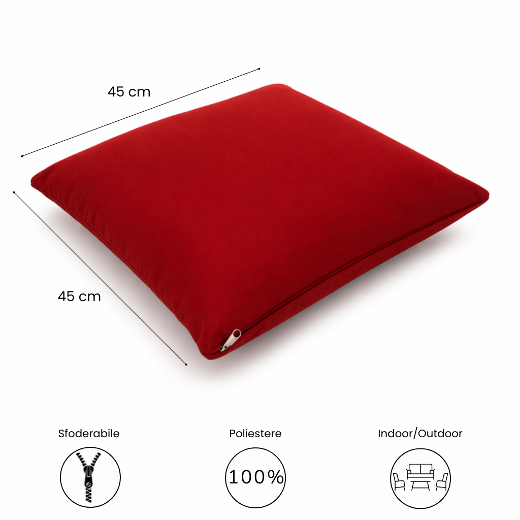 Cuscino decorativo 45x45 cm Sfoderabile in poliestere - Bordeaux