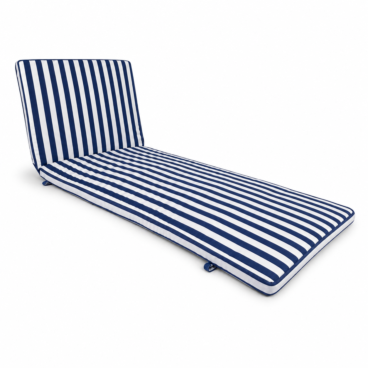 Cuscino per lettino da esterno 192x61 cm a righe con schienale reclinabile e velcro in poliestere – Blu/Bianco