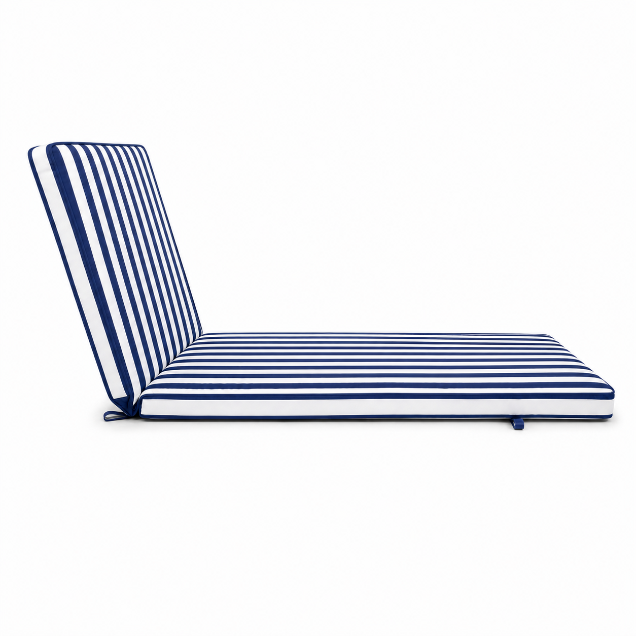 Cuscino per lettino da esterno 192x61 cm a righe con schienale reclinabile e velcro in poliestere – Blu/Bianco