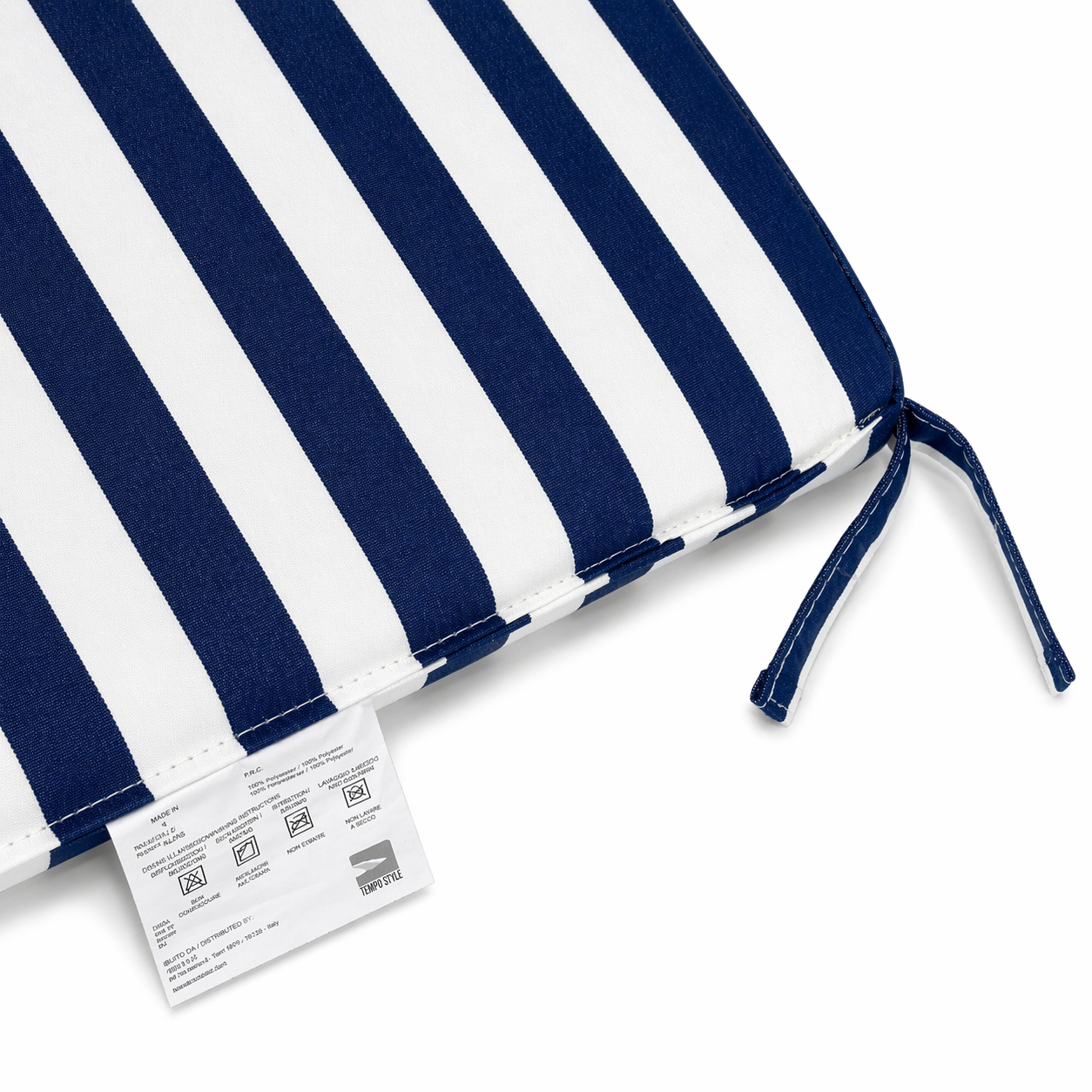 Cuscino seduta per sedia 45x47cm con velcro in poliestere – Blu/Bianco