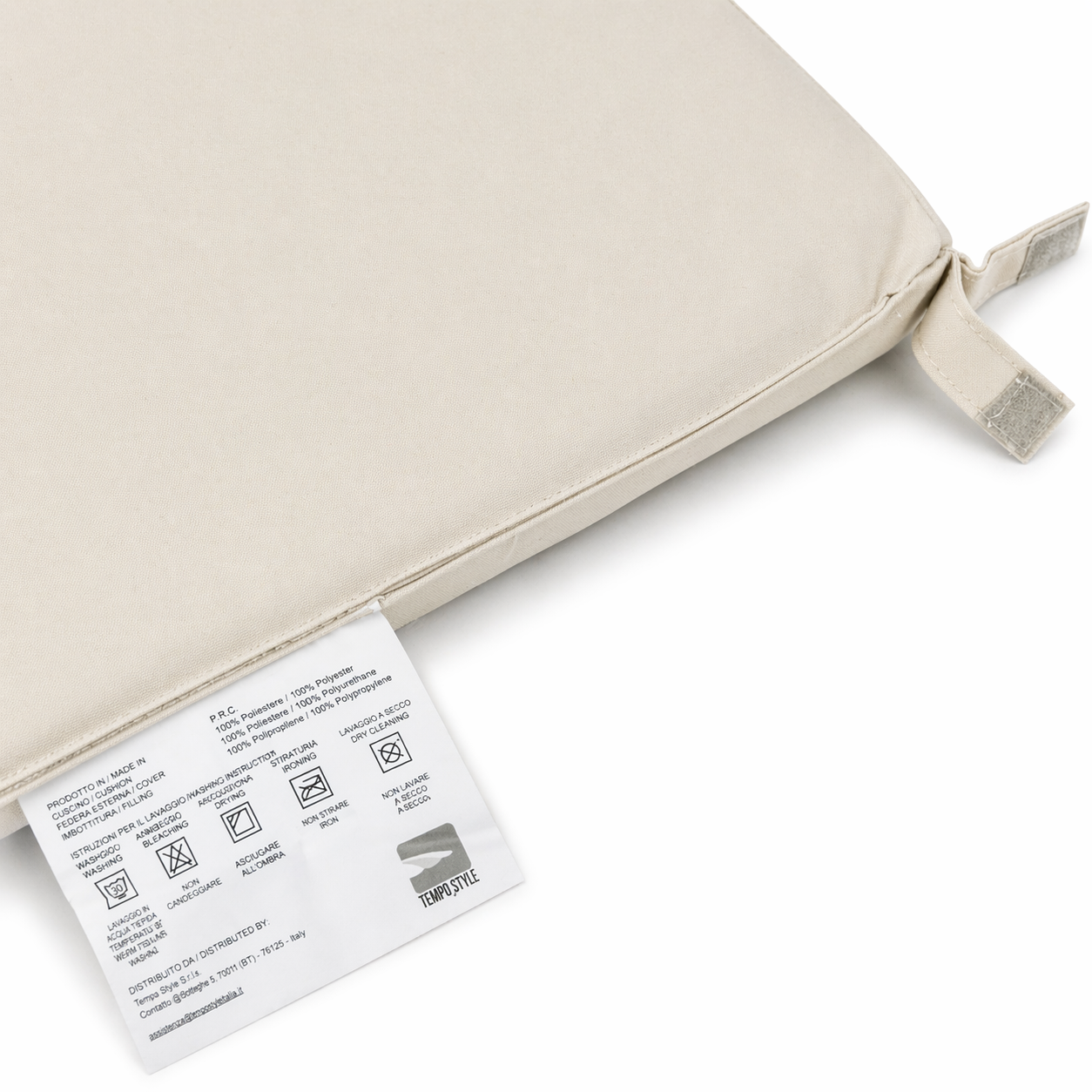 Cuscino seduta per sedia 45x47cm con velcro in poliestere – Avorio