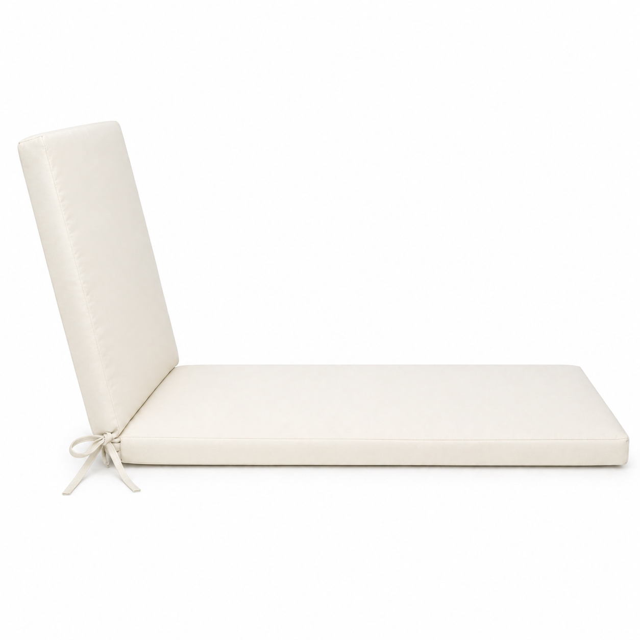 Cuscino per lettino da esterno 190x60 cm con schienale reclinabile e laccetti in poliestere – Avorio