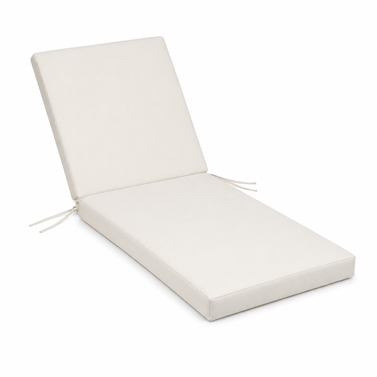 Cuscino per lettino da esterno 190x60 cm con schienale reclinabile e laccetti in poliestere – Avorio
