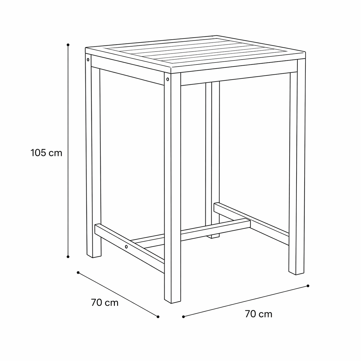 Tavolo Bar da Giardino 70x70 cm in Legno Teak Massello