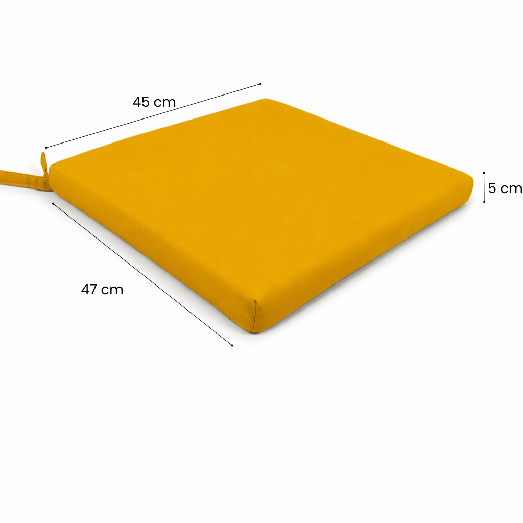 Cuscino seduta per sedia 45x47cm con velcro in poliestere – Giallo Ocra