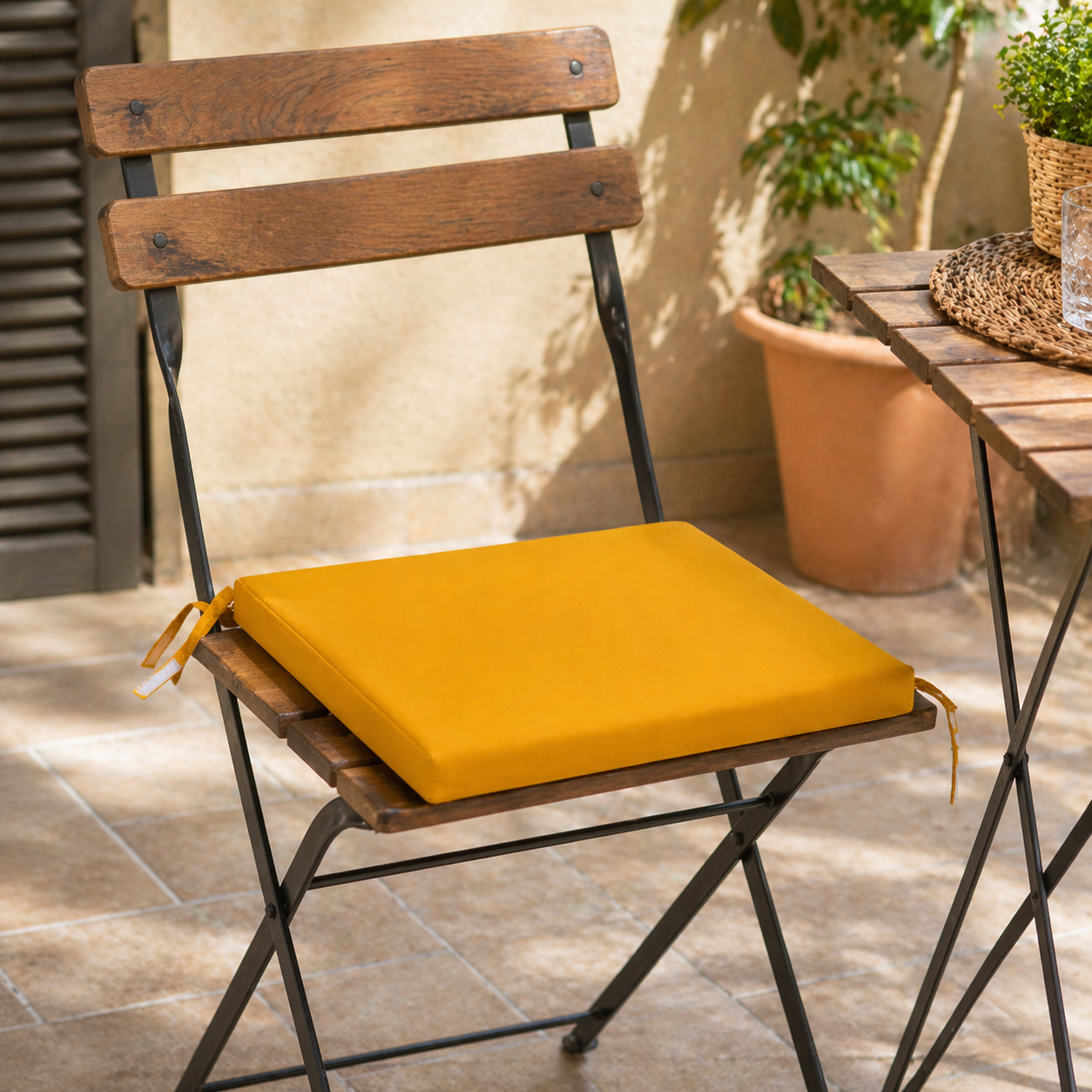Cuscino seduta per sedia 45x47cm con velcro in poliestere – Giallo Ocra