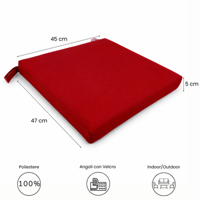 Cuscino seduta per sedia 45x47cm con velcro in poliestere – Bordeaux