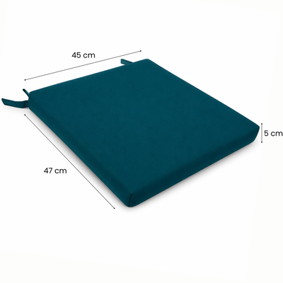 Cuscino seduta per sedia 45x47cm con velcro in poliestere – Verde Petrolio