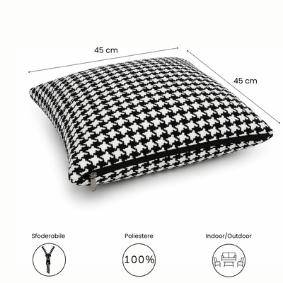 Cuscino decorativo 45x45 cm Sfoderabile in poliestere - Nero/Bianco