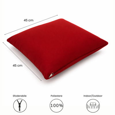 Cuscino decorativo 45x45 cm Sfoderabile in poliestere - Bordeaux