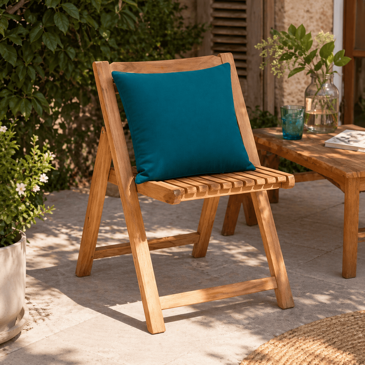 Cuscino decorativo 45x45 cm Sfoderabile in poliestere - Verde Petrolio