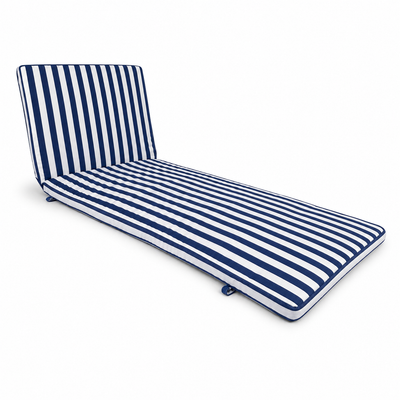 Cuscino per lettino da esterno 192x61 cm a righe con schienale reclinabile e velcro in poliestere – Blu/Bianco