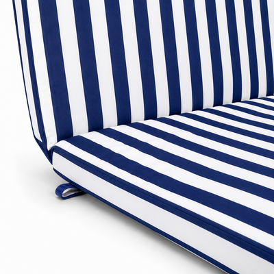 Cuscino per lettino da esterno 192x61 cm a righe con schienale reclinabile e velcro in poliestere – Blu/Bianco
