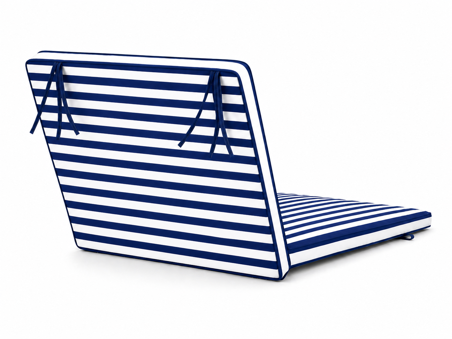 Cuscino per lettino da esterno 192x61 cm a righe con schienale reclinabile e velcro in poliestere – Blu/Bianco