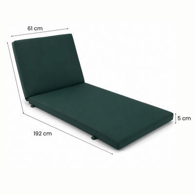 Cuscino per lettino da esterno 192x61 cm con schienale reclinabile e velcro in poliestere – Verde