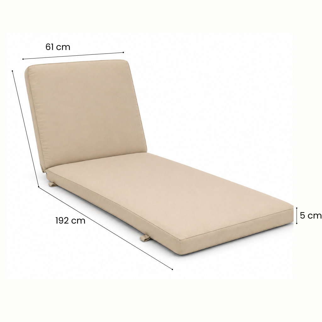 Cuscino per lettino da esterno 192x61 cm con schienale reclinabile e velcro in poliestere – Beige