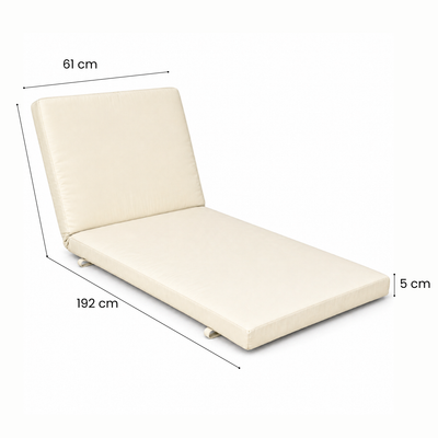 Cuscino per lettino da esterno 192x61 cm con schienale reclinabile e velcro in poliestere – Avorio