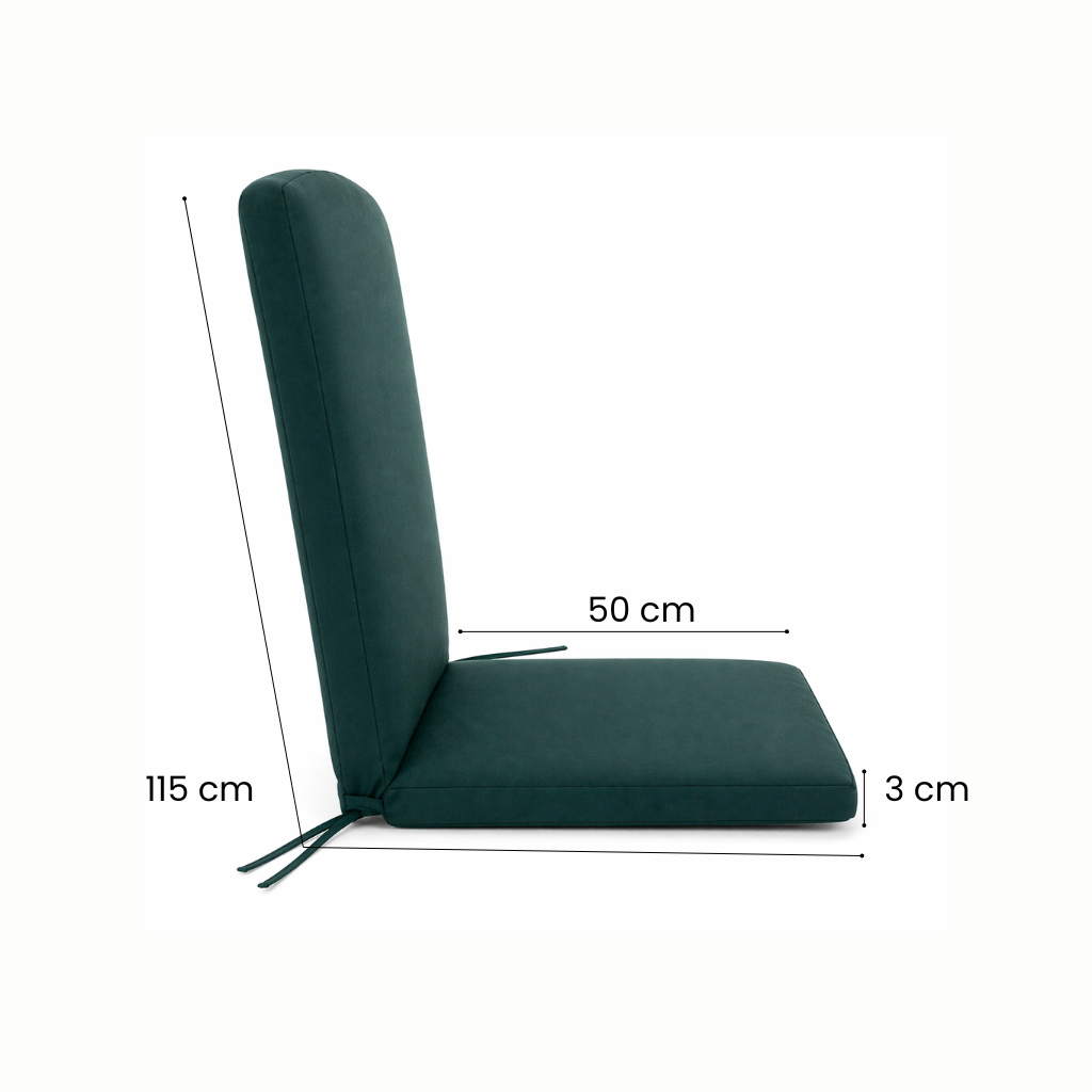 Cuscino con schienale per sedia 115x50 cm con Laccetti in poliestere - Verde