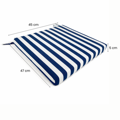 Cuscino seduta per sedia 45x47cm con velcro in poliestere – Blu/Bianco