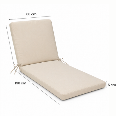 Cuscino per lettino da esterno 190x60 cm con schienale reclinabile e laccetti in poliestere – Beige