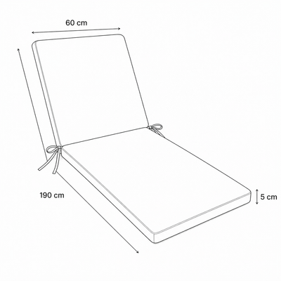 Cuscino per lettino da esterno 190x60 cm a righe con schienale reclinabile e laccetti in poliestere – Verde/Bianco