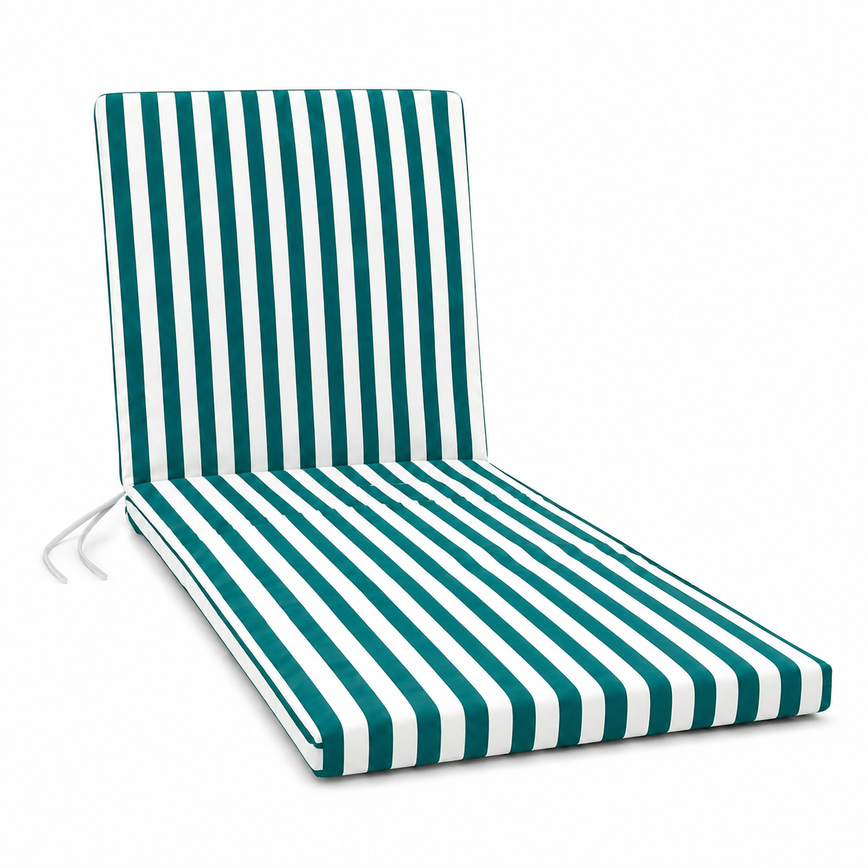 Cuscino per lettino da esterno 190x60 cm a righe con schienale reclinabile e laccetti in poliestere – Verde/Bianco
