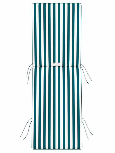 Cuscino per lettino da esterno 190x60 cm a righe con schienale reclinabile e laccetti in poliestere – Verde/Bianco