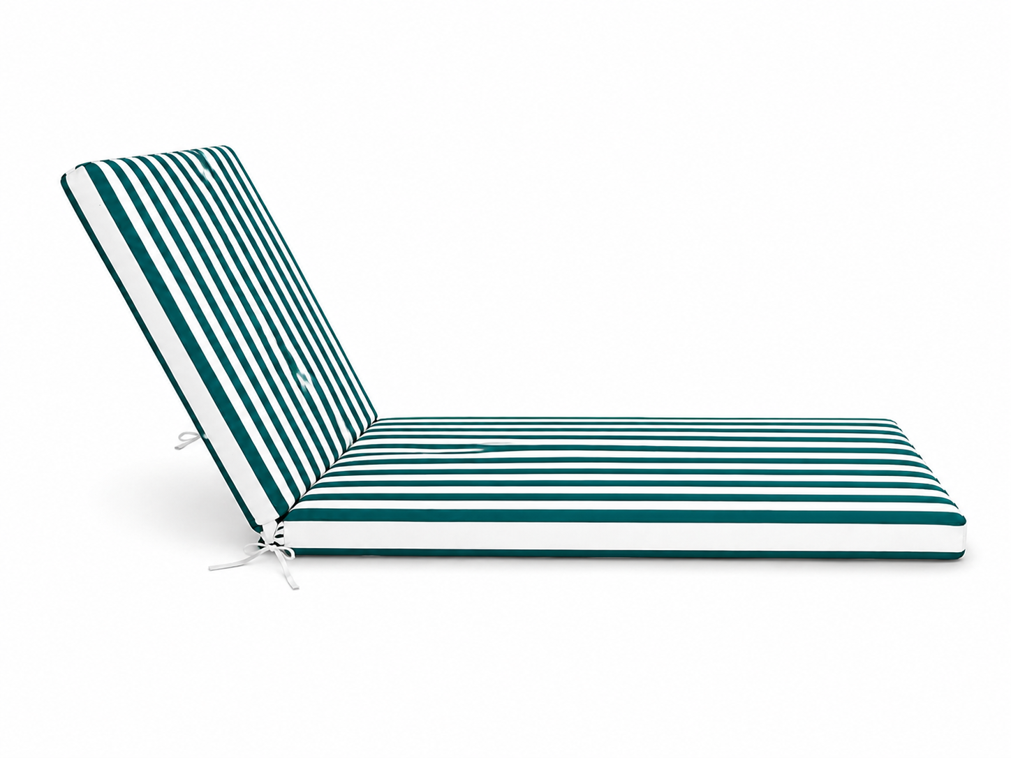 Cuscino per lettino da esterno 190x60 cm a righe con schienale reclinabile e laccetti in poliestere – Verde/Bianco