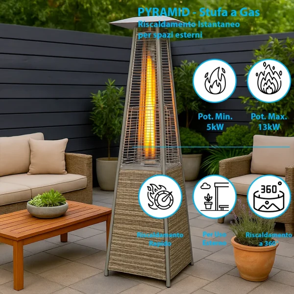 Stufa a gas Pyramid Grigio Grafica